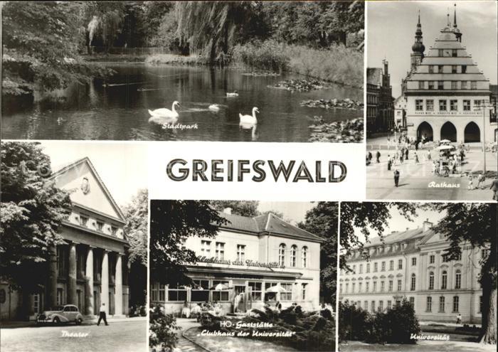 Greifswald Stadtpark Rathaus Theater HOG Clubhaus der Universitaet