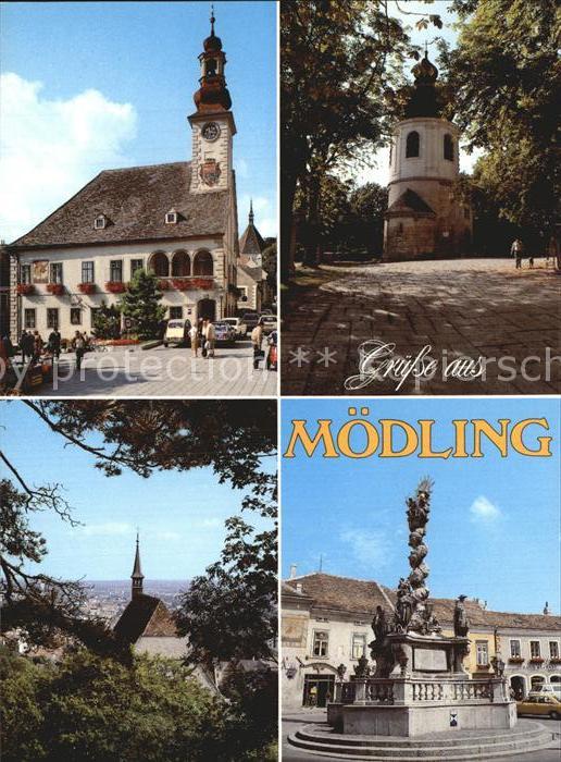 Moedling Rathaus romanischer Karner Wehrkirche St Othmar Dreifaltigkeitssaeule