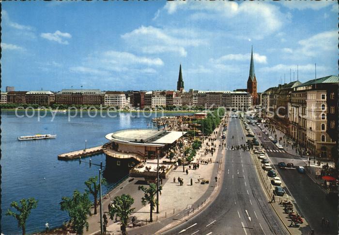 HAMBURG  CITY Jungfernstieg mit Alsterpavillon und Binnenalster