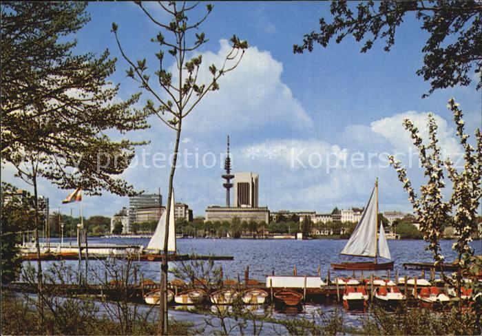 HAMBURG  CITY Aussenalster mit Fernsehturm  und Hotel Loews Hamburg Plaza