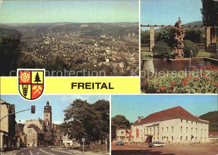 Freital Blick vom Windberg Storchenbrunnen Dresdner Strasse Klubhaus der Edelsta