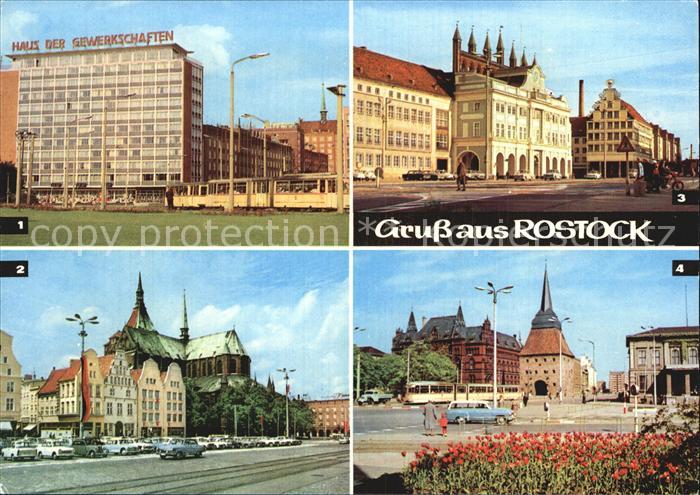 ROSTOCK  CITY Marienkirche Rathaus Haus-Sonne Karl-Marx-Platz Steintor