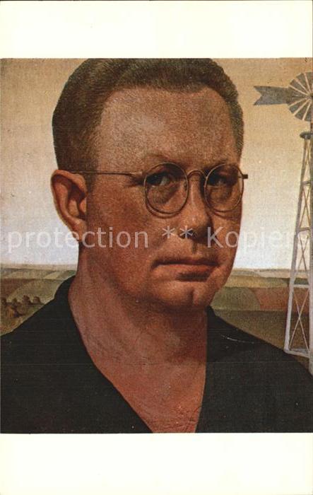 Kuenstlerkarte Grant Wood Self Portrait