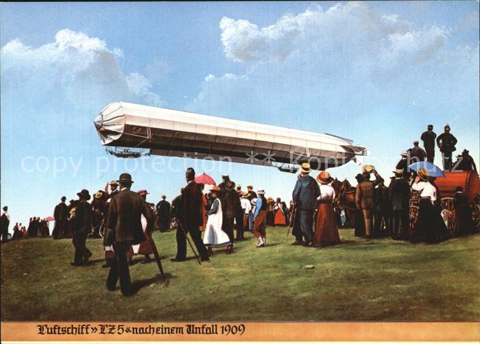Zeppelin Luftschiff LZ 5 nach einem Unfall 1909