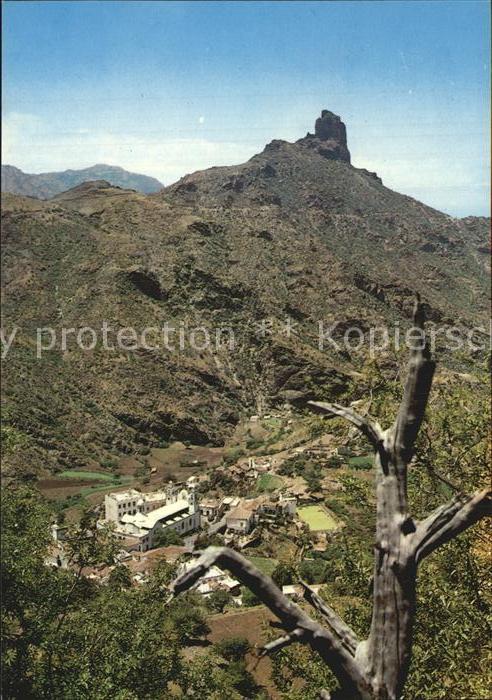 Tejeda Blick vom Gasthaus auf den Nublo Felsen