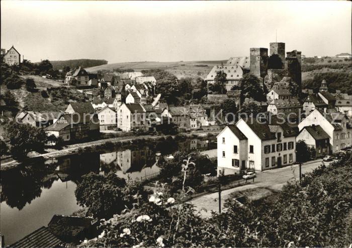 Runkel Lahn Teilansicht mit Schloss Runkel