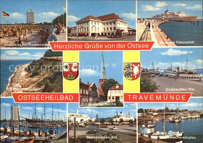 Travemuende Ostseebad Strand Promenade Casino Mole Faehrschiff Bredtener Steiluf