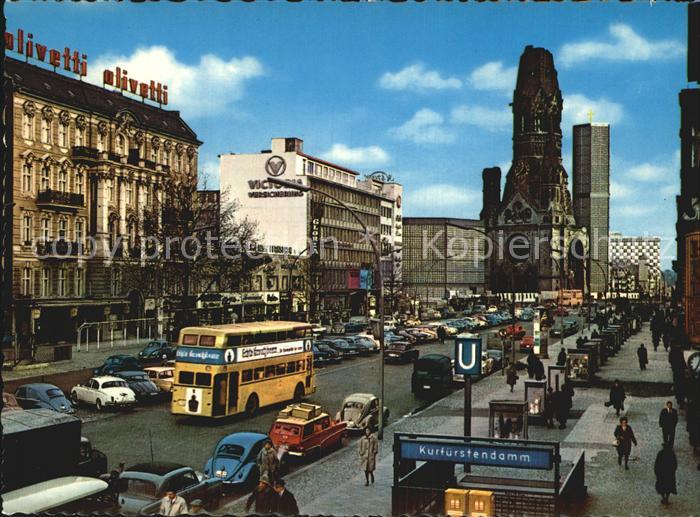 BERLIN  CITY Kurfuerstendamm Alte und neue Kaiser Wilhelm Gedaechtniskirch