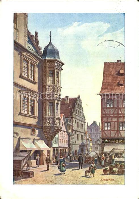 Coburg Erker Zeughaus Kuenstlerkarte Maurer