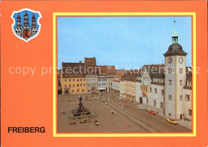 Freiberg Sachsen Obermarkt Rathaus Brunnendenkmal