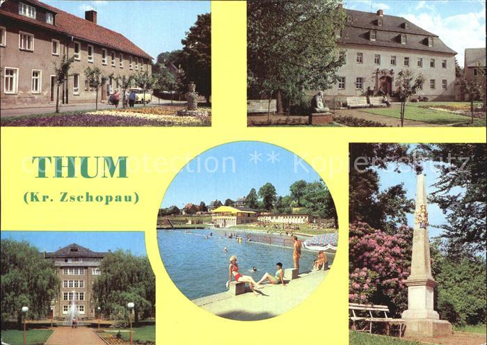 Thum Erzgebirge Ambulatorium Rathausplatz Rathaus Postsaeule Oberschule Maxim Go