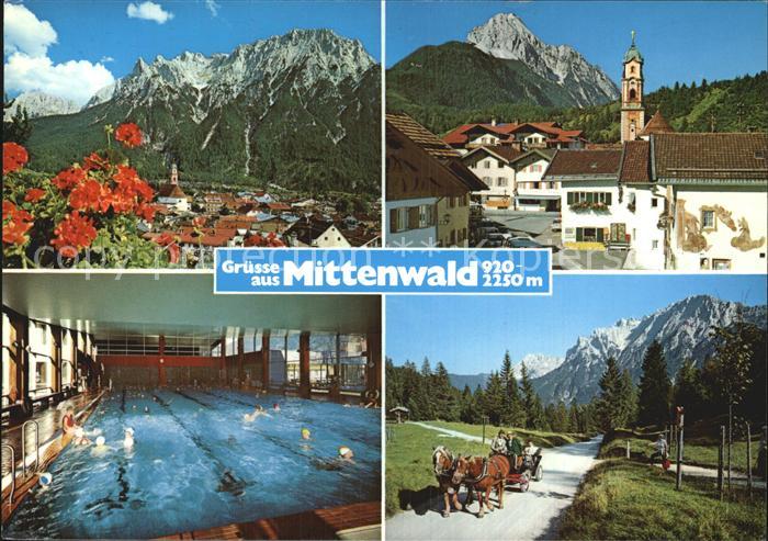 Mittenwald Bayern Karwendelgebirge Wettersteinspitze Hallenbad Kutschenfahrt
