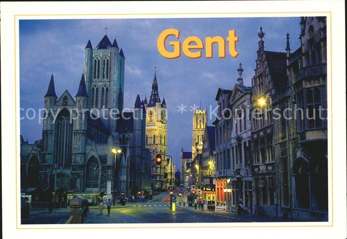 Gent Gand Flandre Kathedrale Nachtaufnahme