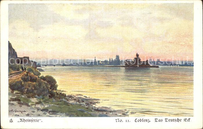 Koblenz Rhein Das Deutsche Eck Kuenstlerkarte Rheinserie