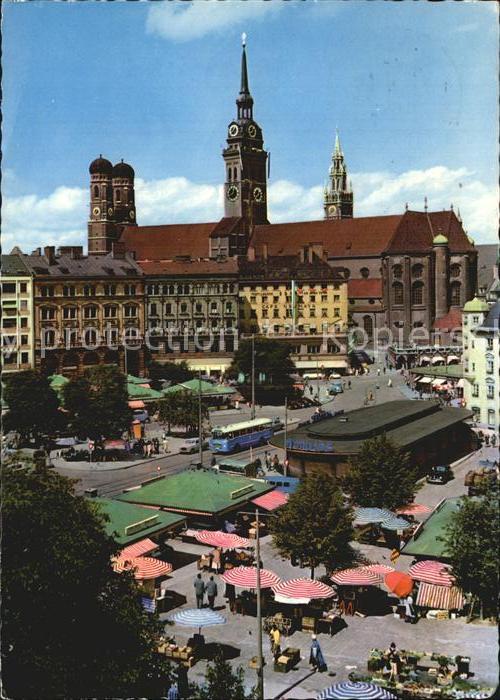 Muenchen Bayern Viktualienmarkt Frauenkirche Alter Peter
