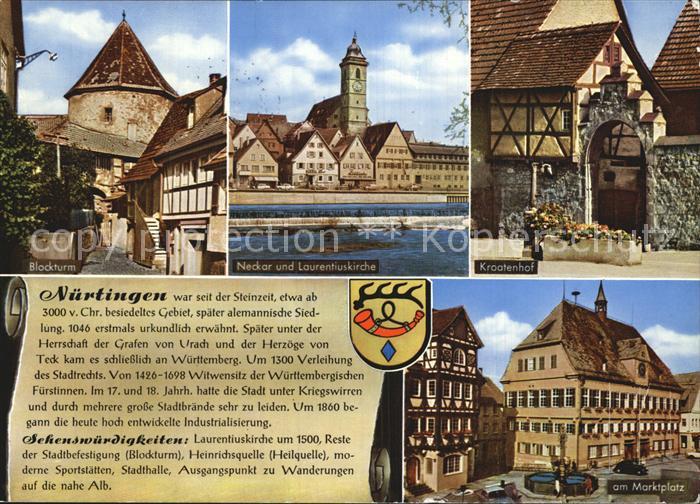 Nuertingen Blockturm Neckar Laurentiuskirche Kraatenhof Marktplatz
