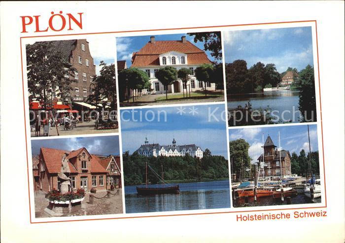 Ploen See MarktplatzBrunnen Schloss Hafen Teilansicht