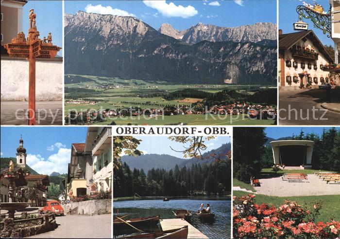 Oberaudorf Wegweiser Postillionenschild Dorfplatz Musikpavillon