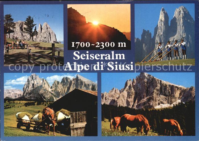 Seiser Alm Dolomiten Dolomiten Schierngebiet Alphornblaeser
