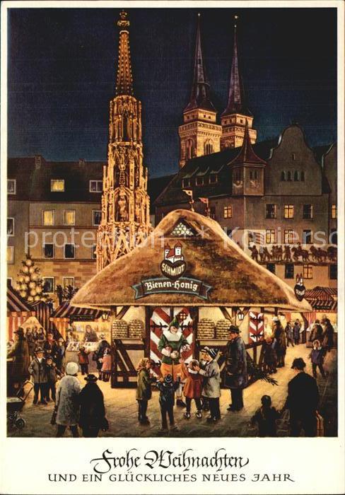 NueRNBERG  CITY Weihnachtskarte mit Christkindles Markt