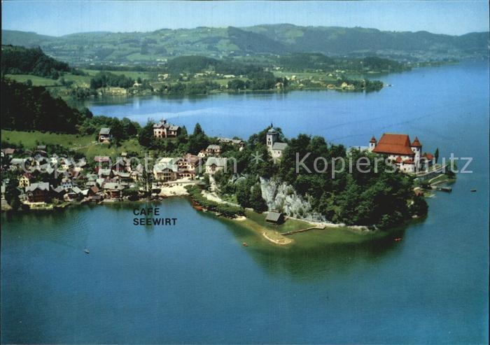 Traunkirchen Fliegeraufnahme am Traunsee mit Cafe Seewirt