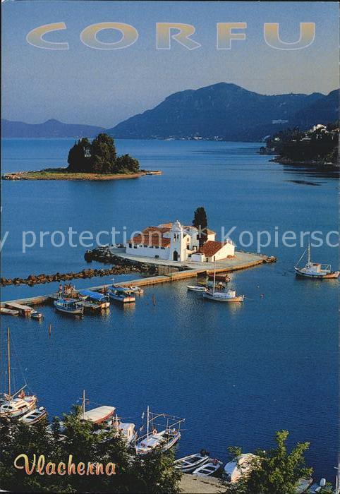 Corfu Korfu Fliegeraufnahme mit Kirche und Hafen