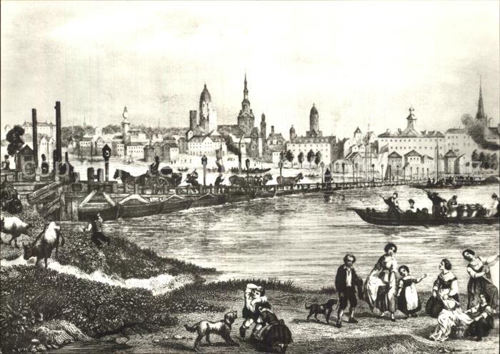 Mainz Rhein Kuenstlerkarte altes Gemaelde