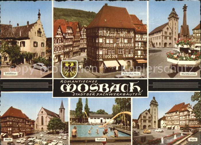 Mosbach Baden Schloesschen Palmsches-Haus Freibad Markt