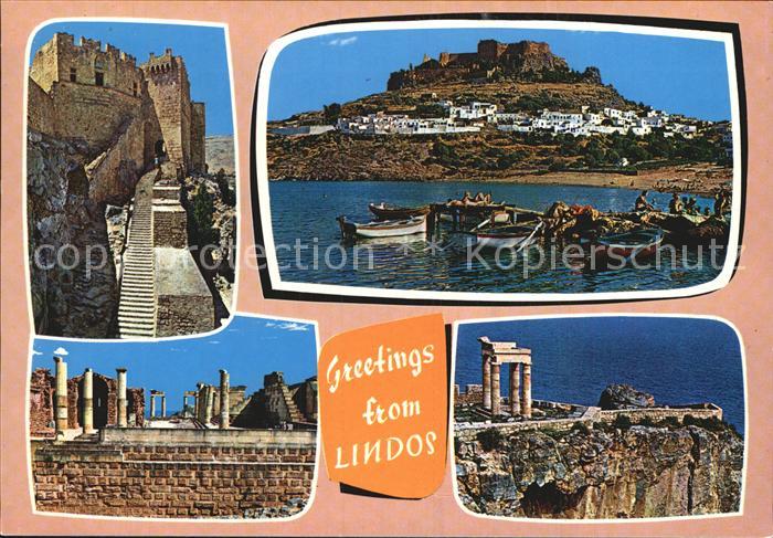 Lindos Lindo Hafen Felsen Ruinen