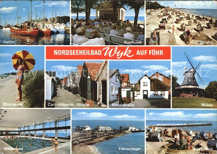 Wyk Foehr Hafen Strand Muehle Mittelstrasse Carl-Haeberlin-Strasse Faehrhafen St