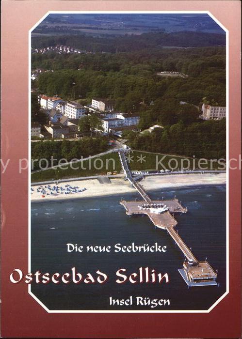 Sellin Ruegen Fliegeraufnahme mit Strand und Seebruecke