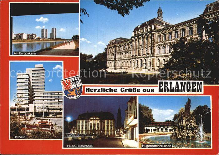 ERLANGEN Bayern Europakanal Palais-Stutterheim Hugenottenbrunnen