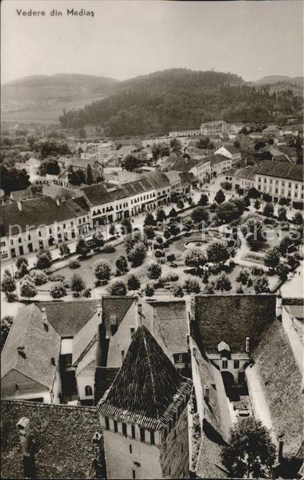 Medias Mediasch SIBIU Hermannstadt RO Fliegeraufnahme Platz Kirche