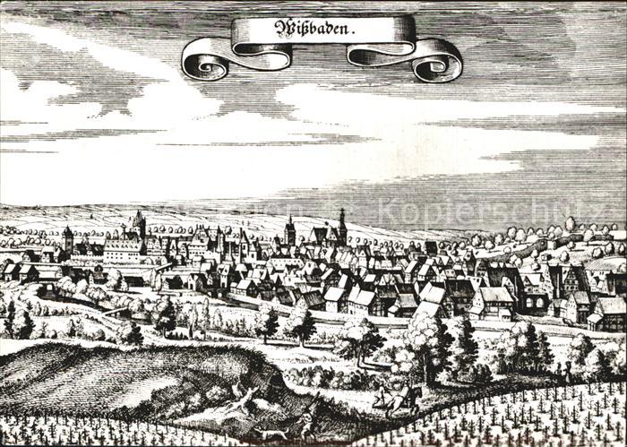 Wiesbaden nach einem Merian Stich um 1600