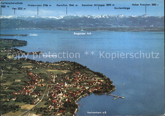 Nonnenhorn Fliegeraufnahme Bodensee Alpenkette Wasserburg Lindau