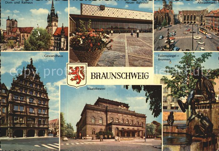 BRAUNSCHWEIG  CITY Marktplatz Gewandhaus Dom Rathaus Bahnhof Eulenspiegelbrunnen