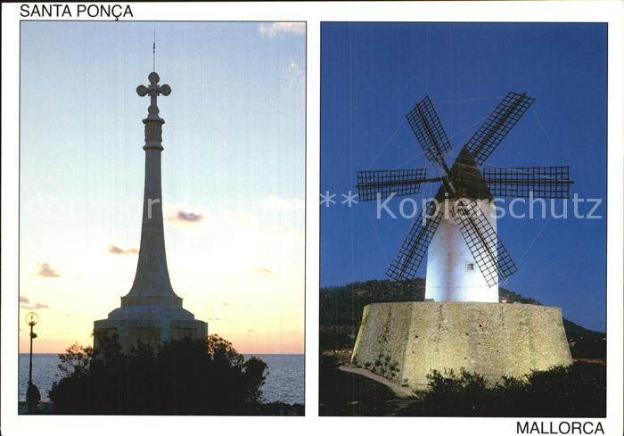 Santa Ponsa Mallorca Islas Baleares Windmuehle und Kreuz