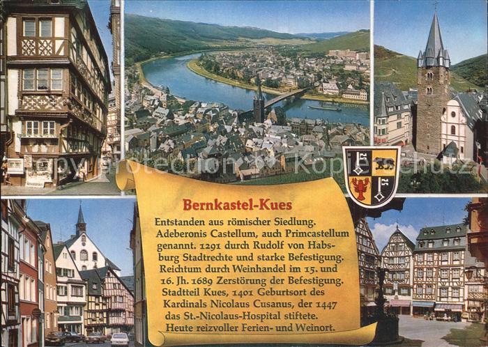 BERNKASTEL-KUES Berncastel Rheinland-Pfalz Moselpartie Fliegeraufnahme Fachwerk