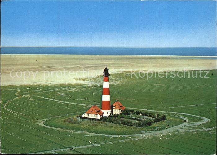 Westerhever Fliegeraufnahme mit Leuchtturm und Strand