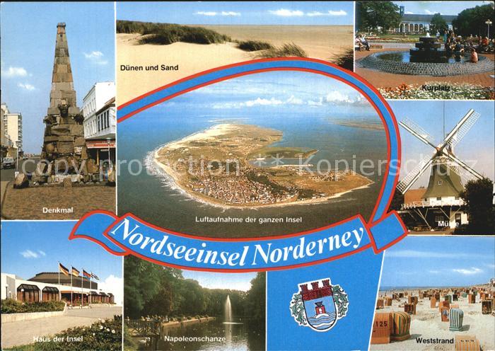 Norderney Nordseebad Denkmal Haus der Insel Napoleonschanze Weststrand Muehle Du
