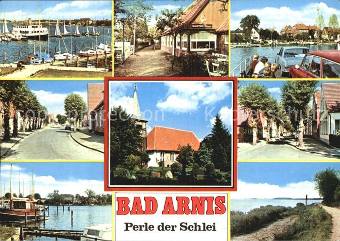 Bad Arnis Hafen Schlei Kirche Teilansicht Faehre