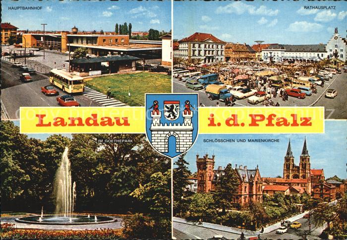 Landau Pfalz Hauptbahnhof Goetheplatz Schloesschen Marienkirche Rathausplatz