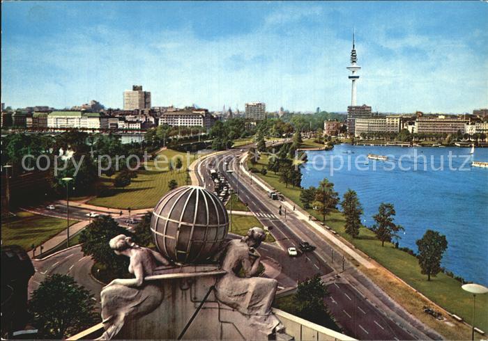 HAMBURG  CITY Blick vom Hotel Atlantic Aussenalster Binnenalster Kennedybruecke