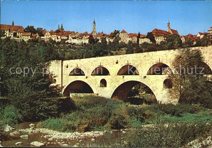 Rothenburg Tauber Doppelbruecke Taubertal