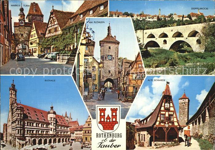 Rothenburg Tauber Markusturm Doppelbruecke Rathaus Am Ploenlein Alte Schmiede