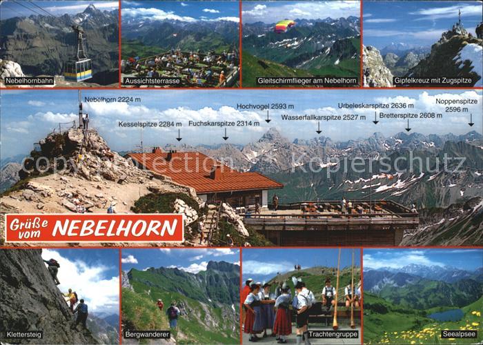 Nebelhorn Gleitschirmflieger Gipfelkreuz Bahn Kletterteig Trachtngruppe