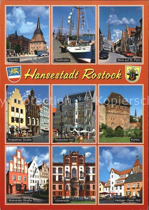 ROSTOCK  CITY Steintor Stadthafen Blick auf St Petri Kroepeliner Strasse Kuhtor
