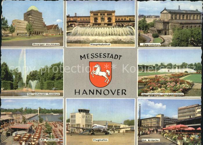 HANNOVER  CITY Anzeiger Hochhaus Hauptbahnhof Opernhaus Herrenhausen Fontaenen