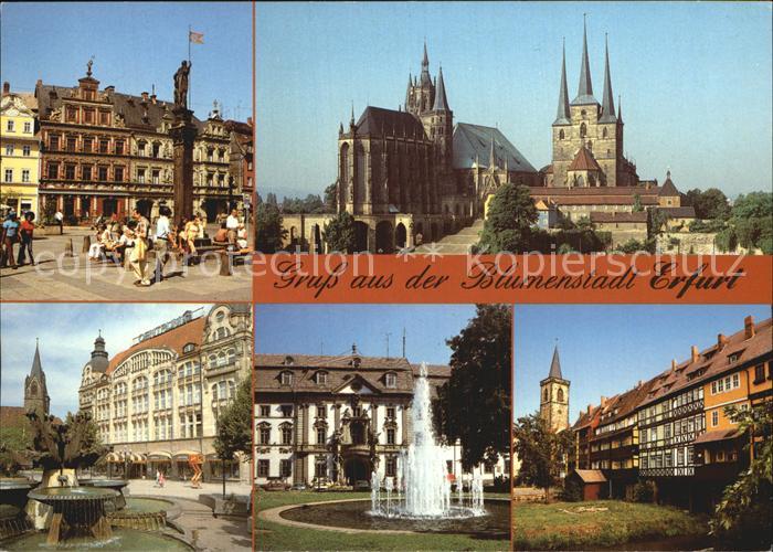 ERFURT  CITY Fischmarkt Haus zum Breiten Herd Dom Severikirche Brunnen