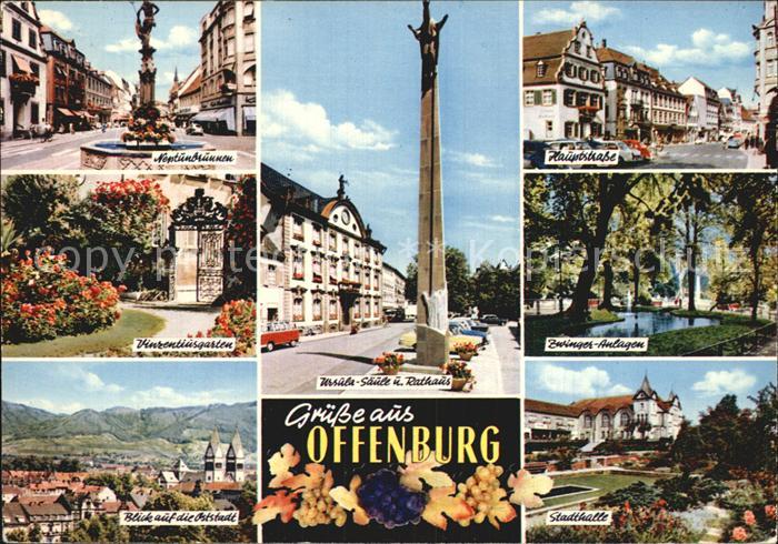 Offenburg Neptunbrunnen Hauptstrasse Vinzentiusgarten Stadthalle Zwinger Anlagen